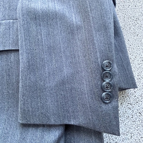 Hart Schaffner Marx Gray Blue Pinstripe Wool Suit 42L 2 Piece Hidden Flaw - Picture 15 of 16